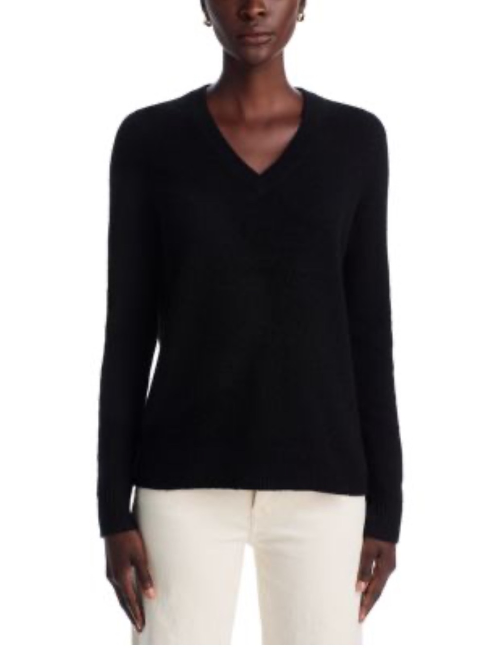 C by Bloomingdale’s Black V-Neck Cashmere Sweater